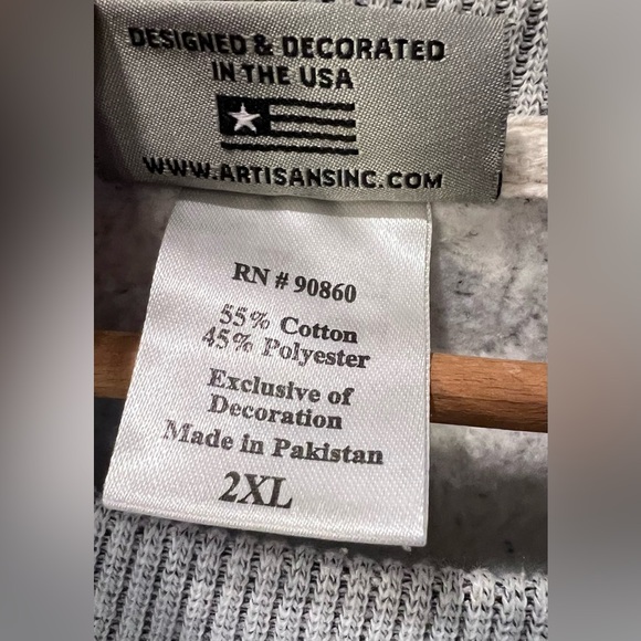 Artisan Gray Sweater with Blue Text - Picture 5 of 7